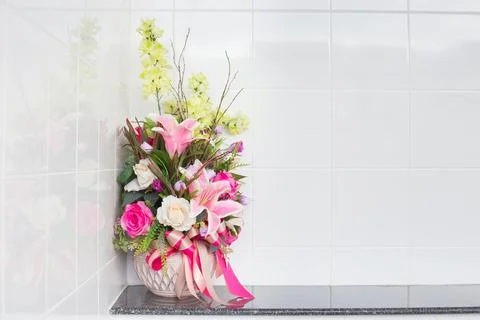 Artificial flower in the vase Stock Photos