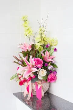 Artificial flower in the vase Stock Photos