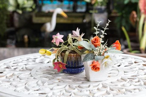 Artificial flower in the vase Stock Photos