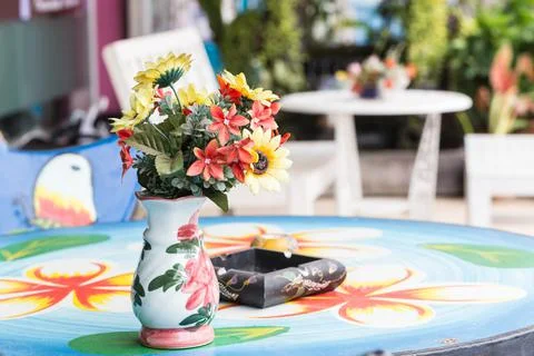 Artificial flower in the vase Stock Photos