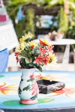 Artificial flower in the vase Stock Photos