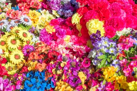 Artificial flowers - background Stock Photos