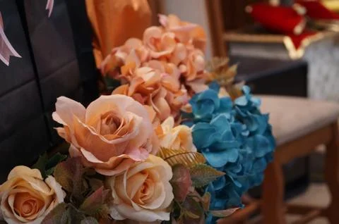 Artificial flowers with blurred background Stock Photos