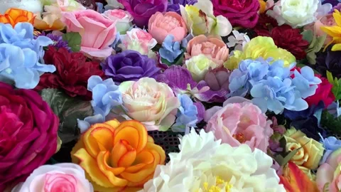 Artificial flowers close up Stock Footage 202902643