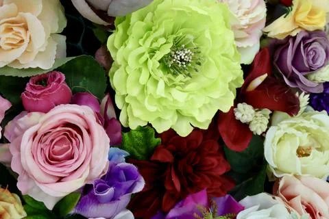 Artificial flowers close up Stock Photos
