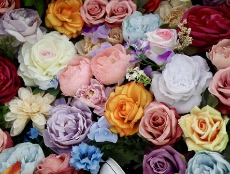 Artificial flowers close up Stock Photos