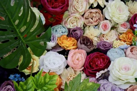 Artificial flowers close up Stock Photos