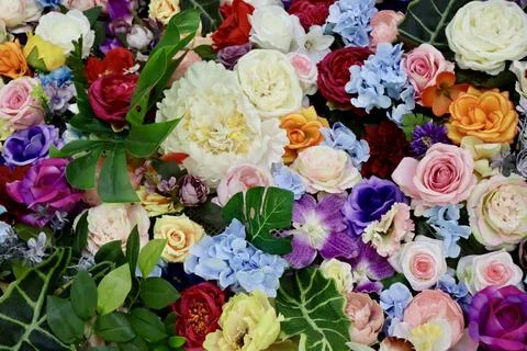 Artificial flowers close up Stock Photos