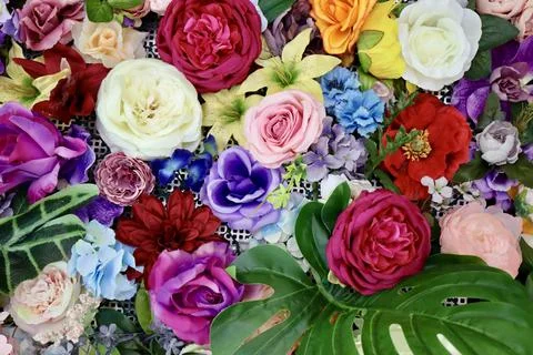 Artificial flowers close up Foto stock