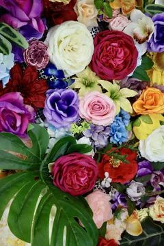 Artificial flowers close up Stock Photos