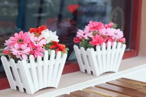 Artificial flowers pot Stock Photos