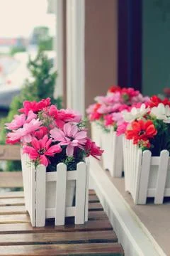 Artificial flowers pot Stock Photos