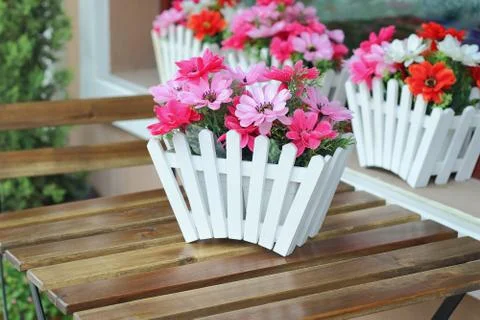 Artificial flowers pot Stock Photos
