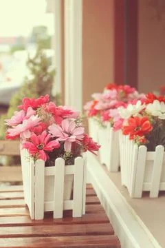 Artificial flowers pot Stock Photos
