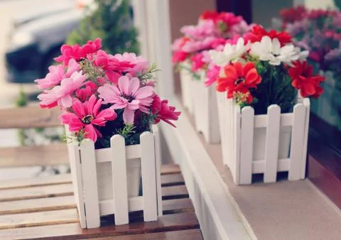 Artificial flowers pot Stock Photos