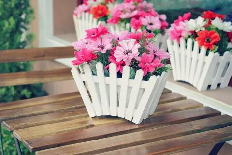 Artificial flowers pot Stock Photos