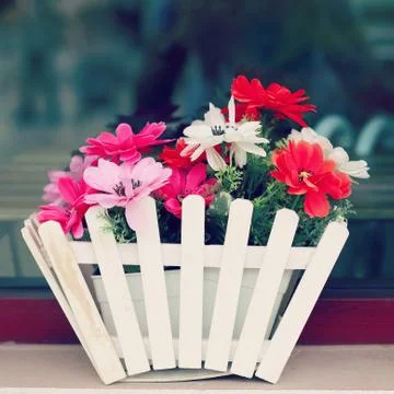 Artificial flowers pot Stock Photos