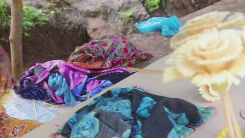 Artificial Flowers which are made from bamboo stick Stock Footage 160889197