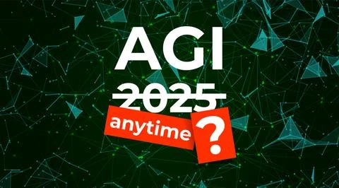 Artificial General Intelligence AGI 2025 Concept with Digital Network Background Stock Illustration