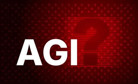 Artificial General Intelligence AGI 2025 Concept with Digital Network Background Stock Illustration