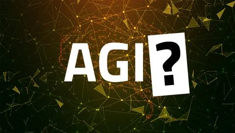 Artificial General Intelligence AGI 2025 Concept with Digital Network Background Stock Illustration