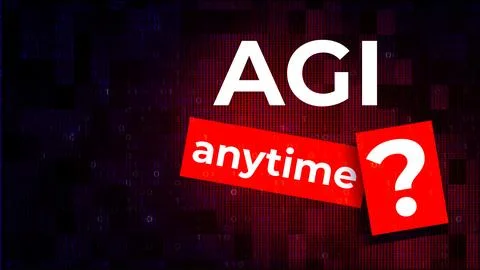 Artificial General Intelligence AGI 2025 Concept with Digital Network Background Иллюстрация