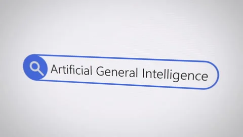 Artificial general intelligence agi search term in browser on computer monitor 스톡 동영상 302389322