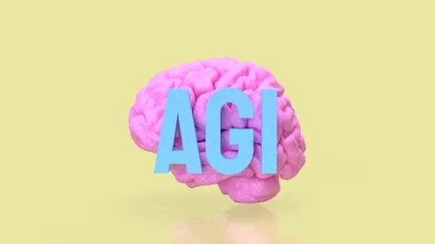 Artificial General Intelligence Brain Concept 3d render. Illustrazione stock