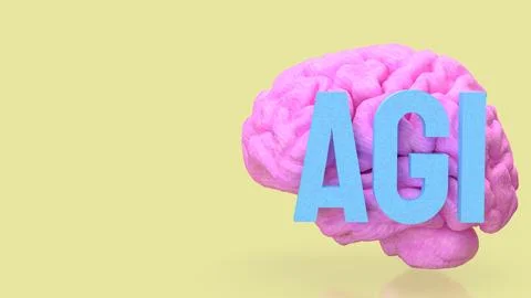 Artificial General Intelligence Brain Concept 3d render. Illustrazione stock