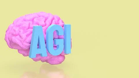 Artificial General Intelligence Brain Concept 3d render. Stock Illustration
