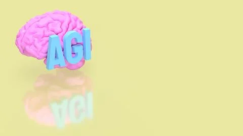 Artificial General Intelligence Brain Concept 3d render. Stock Illustration