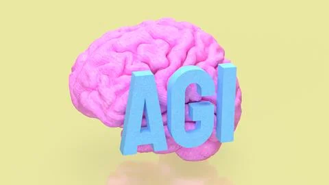 Artificial General Intelligence Brain Concept 3d render. Stock Illustration