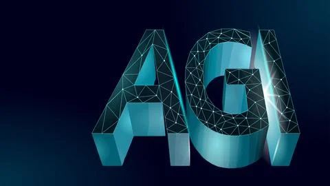 Artificial general intelligence low poly letter symbols. Minimalist style AGI Stockillustratie