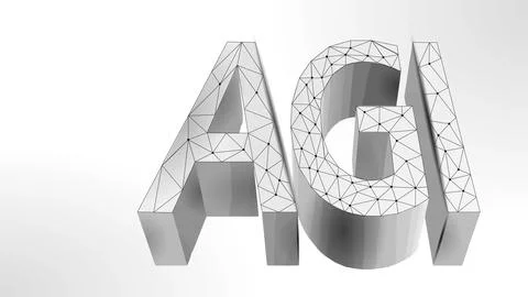 Artificial general intelligence low poly letter symbols. Minimalist style AGI Stockillustratie