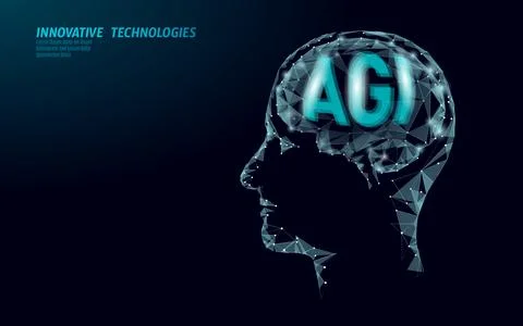 Artificial general intelligence low poly letter symbols. Minimalist style AGI Stockillustratie