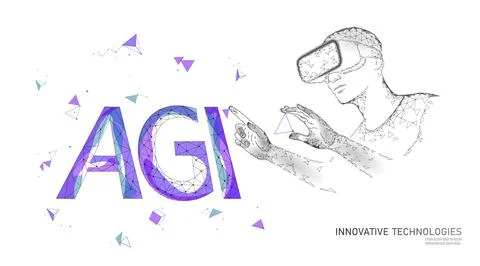 Artificial general intelligence low poly letter symbols. Minimalist style AGI Stock Illustration
