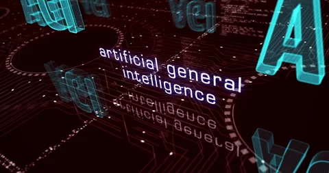 Artificial general intelligence symbols loop cyber concept Vídeos de archivo 330115217