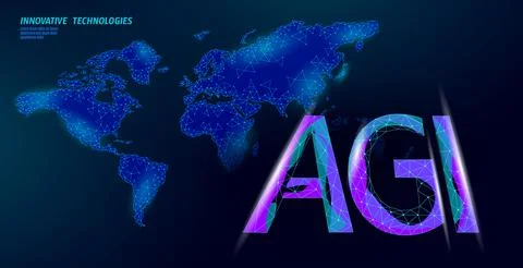 Artificial general intelligence wire letter symbols. International World map Stock Illustration