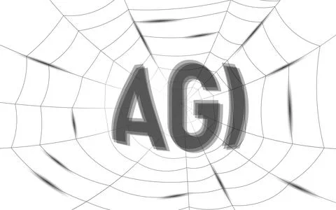 Artificial general intelligence wire web low poly letter symbols. Minimalist Stock-Illustration