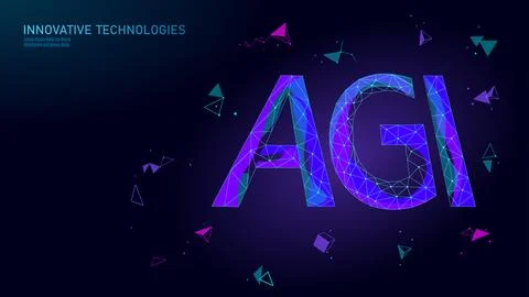 Artificial general intelligence wire web low poly letter symbols. Minimalist Stock-Illustration