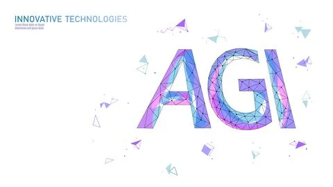 Artificial general intelligence wire web low poly letter symbols. Minimalist Stock-Illustration