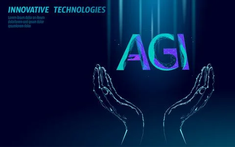 Artificial general intelligence wire web low poly letter symbols. Minimalist Stock-Illustration