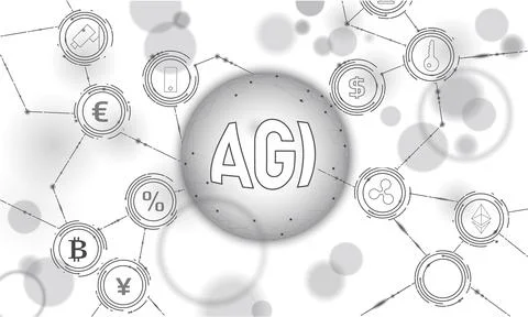 Artificial general intelligence wire web low poly letter symbols. Minimalist Stockillustratie