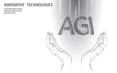 Artificial general intelligence wire web low poly letter symbols. Minimalist Stockillustratie