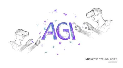 Artificial general intelligence wire web low poly letter symbols. Minimalist Stock-Illustration