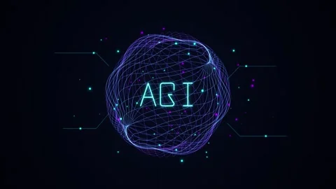 Artificial general intelligence wireframe globe animation agi Stock Footage 346643288