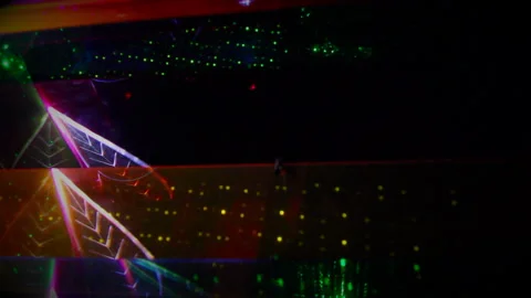 Artificial Glow: Leaf in Motion with lasers Stock Footage 303511271