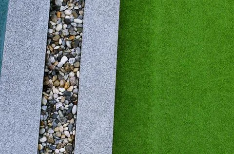Artificial grass, architecture design of grass field around home Foto stock