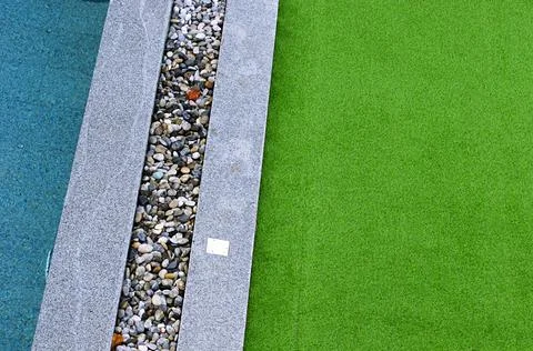 Artificial grass, architecture design of grass field around home Foto stock