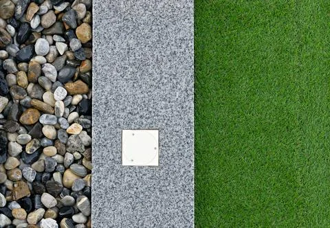 Artificial grass, architecture design of grass field around home Stock Photos
